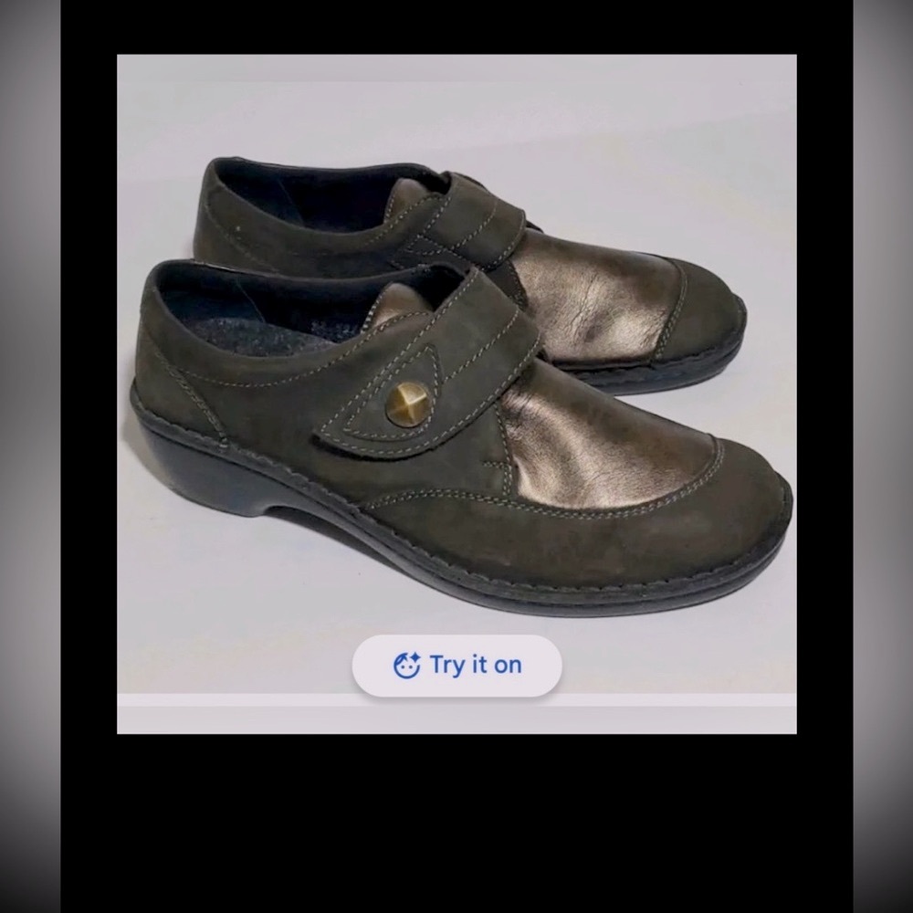 Berkemann Stretch Comfort Wedge Shoes in Metallic Bronze & Black Size 7